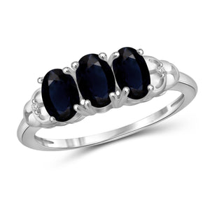 JewelonFire 2.00 Carat T.G.W. Sapphire and White Diamond Accent Sterling Silver Ring - Assorted Colors