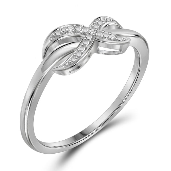 JewelonFire Accent Diamond Sterling Silver Infinity Ring