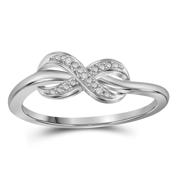 JewelonFire Accent Diamond Sterling Silver Infinity Ring