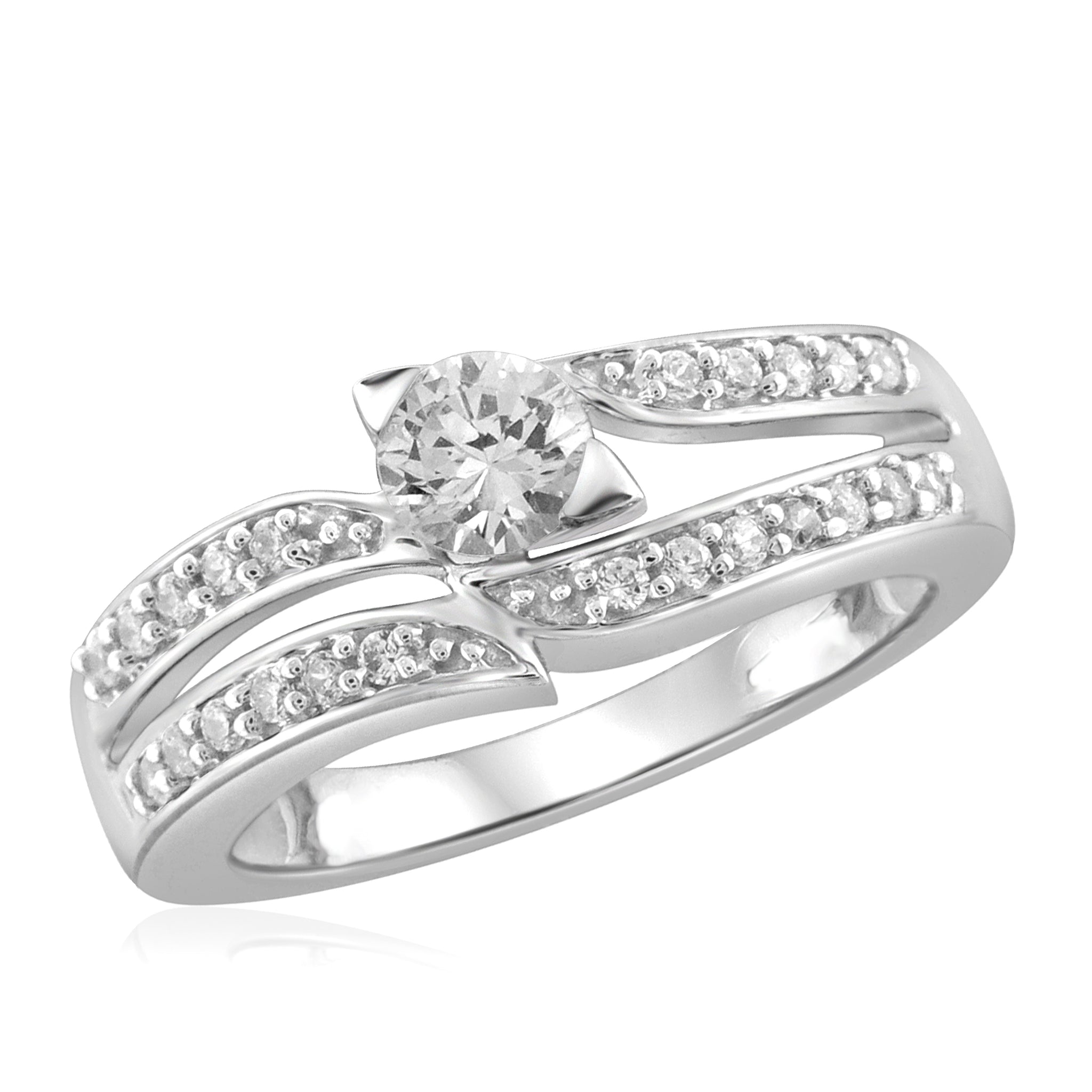 White Cubic Zirconia (AAA) Sterling Silver Bridal Ring