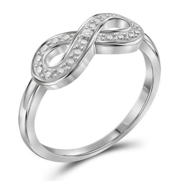 JewelonFire Accent White Diamond Sterling Silver Infinity Ring