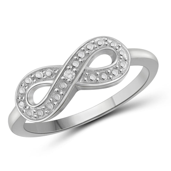 JewelonFire Accent White Diamond Sterling Silver Infinity Ring