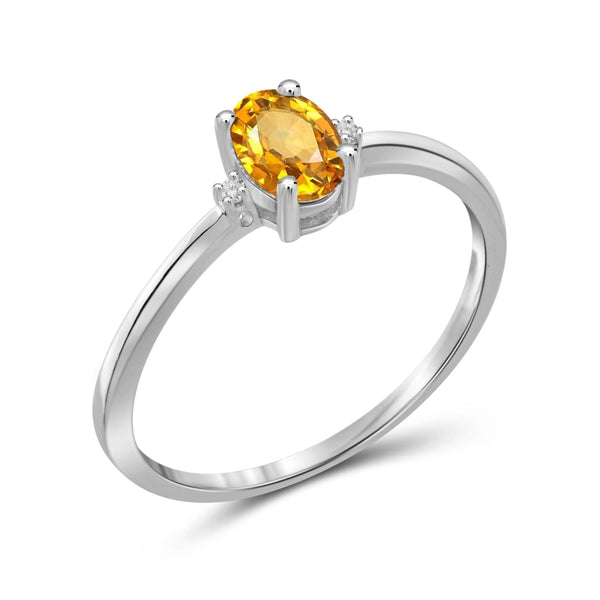 JewelonFire 1/2 Carat T.G.W. Citrine And White Diamond Accent Sterling Silver Ring - Assorted Colors