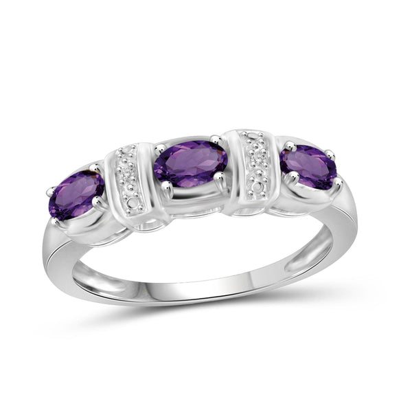 JewelonFire 3/4 Carat T.G.W. Amethyst And White Diamond Accent Sterling Silver Ring - Assorted Colors