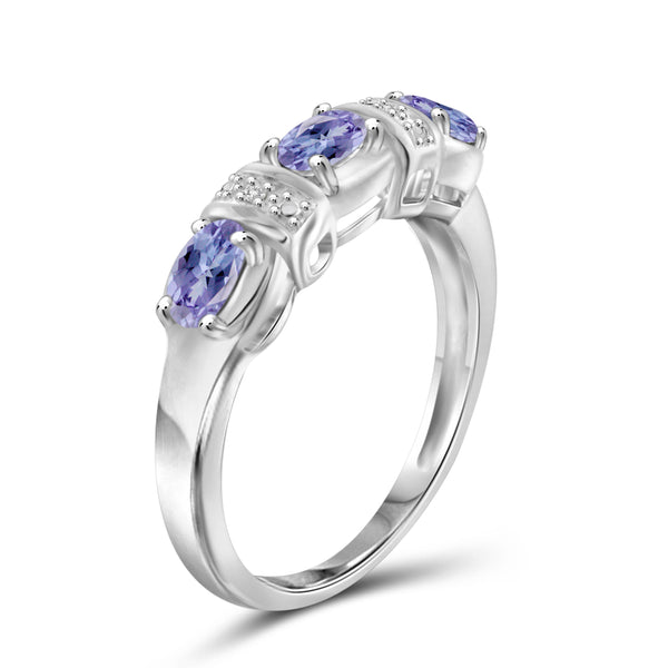 JewelonFire 0.70 Carat T.G.W. Tanzanite and White Diamond Accent Sterling Silver Ring - Assorted Colors