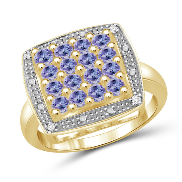 JewelonFire 1 Carat T.G.W. Tanzanite and White Diamond Accent Sterling Silver Ring- Assorted Colors