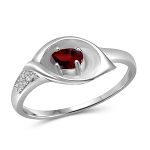 JewelonFire 1/3 Carat T.G.W. Garnet And White Diamond Accent Sterling Silver Ring - Assorted Colors