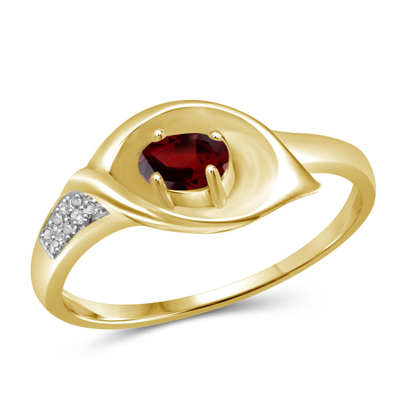 JewelonFire 1/3 Carat T.G.W. Garnet And White Diamond Accent Sterling Silver Ring - Assorted Colors