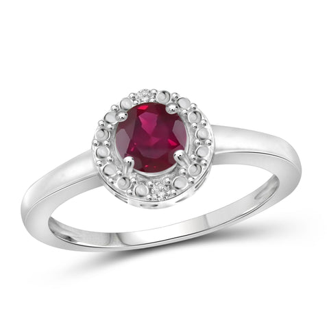 JewelonFire 3/4 Carat T.G.W. Ruby and White Diamond Accent Sterling Silver Promise Ring - Assorted Colors