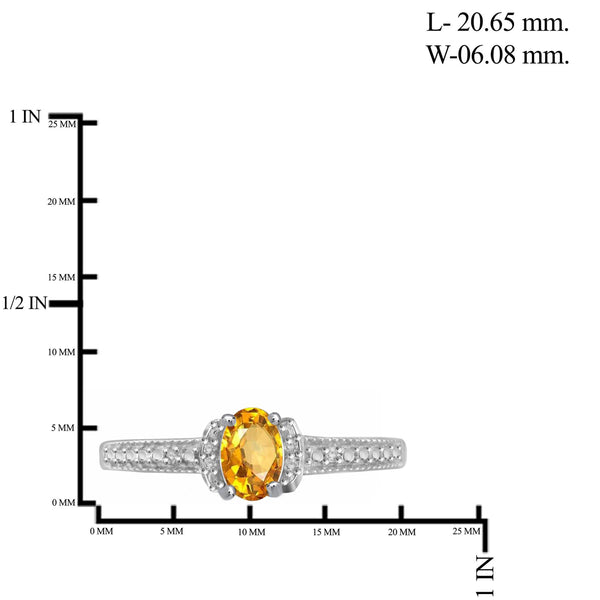 JewelonFire 1/2 Carat T.G.W. Citrine And 1/20 Carat T.W. White Diamond Sterling Silver Ring - Assorted Colors