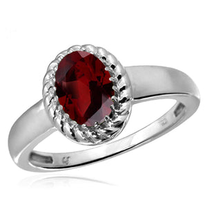 JewelonFire 1.00 Carat T.G.W. Garnet Sterling Silver Ring - Assorted Colors