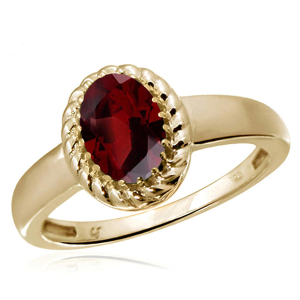 JewelonFire 1.00 Carat T.G.W. Garnet Sterling Silver Ring - Assorted Colors