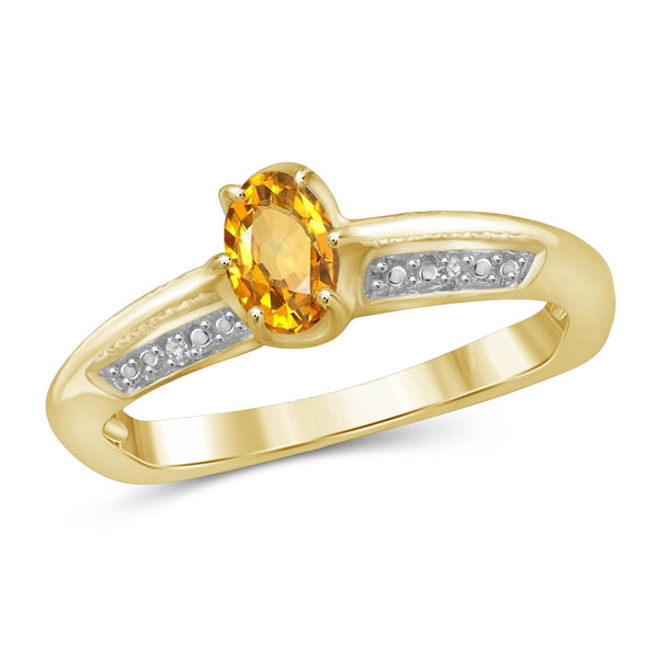 JewelonFire 1/2 Carat T.G.W. Citrine And White Diamond Accent Sterling Silver Ring - Assorting Colors
