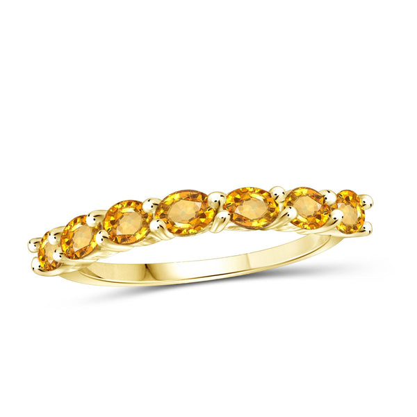 JewelonFire 1 1/4 Carat T.G.W. Citrine Sterling Silver Band - Assorted Colors