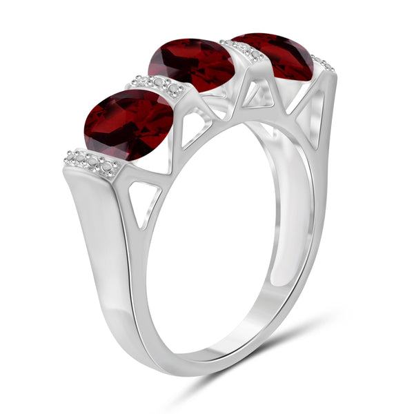 JewelonFire 2 1/2 Carat T.G.W. Garnet And White Diamond Accent Sterling Silver Ring - Assorted Colors