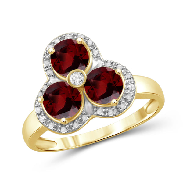 JewelonFire 1 3/4 Carat T.G.W. Garnet and White Diamond Accent Sterling Silver Ring - Assorted Colors