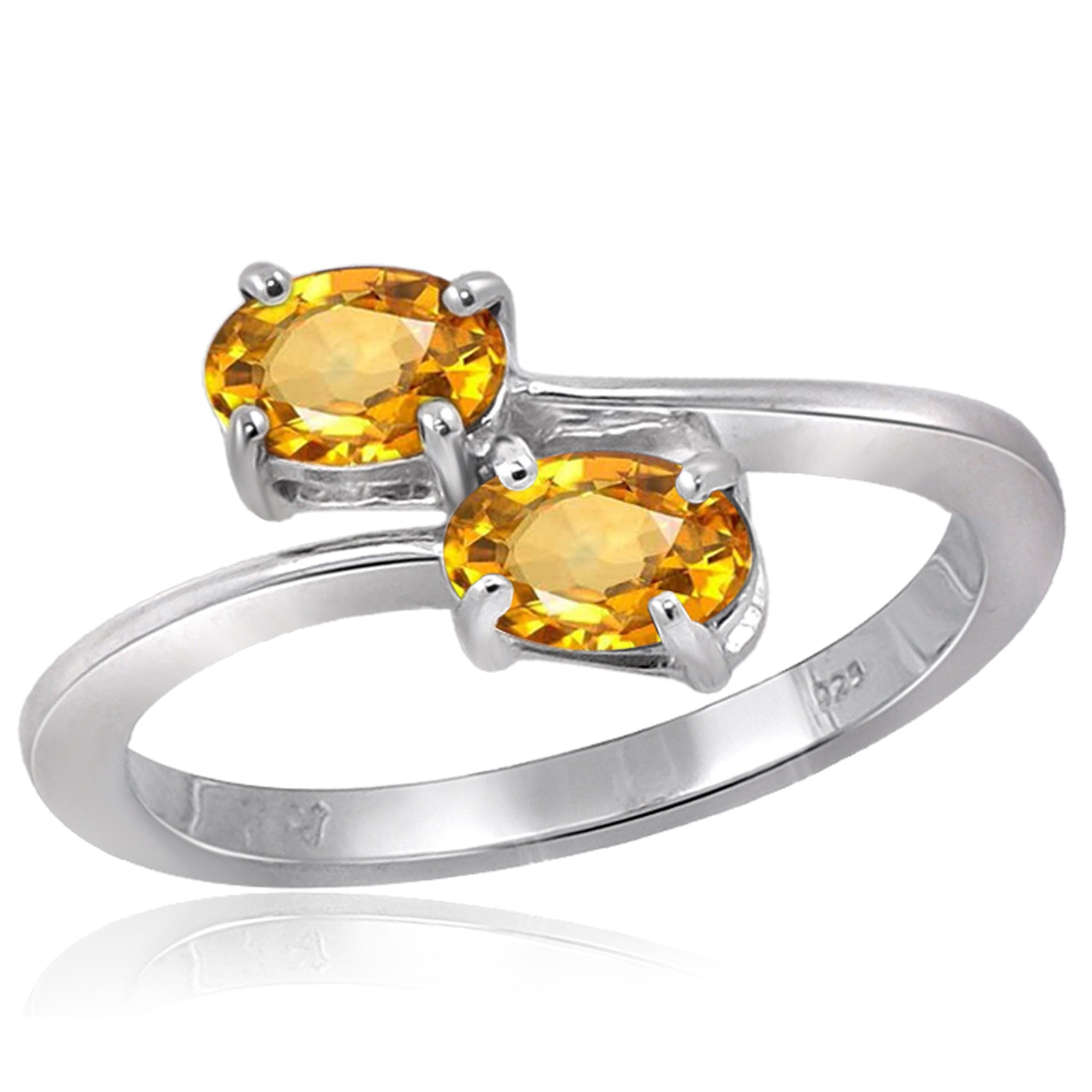 JewelonFire 1.00 Carat T.G.W. Citrine Sterling Silver Two Stone Ring - Assorted Colors