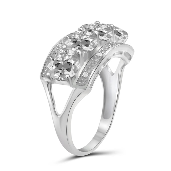 JewelonFire 3 3/4 Carat T.G.W. White Topaz And White Diamond Accent Sterling Silver Ring - Assorted Colors
