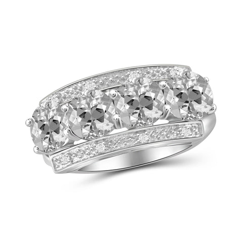 JewelonFire 3 3/4 Carat T.G.W. White Topaz And White Diamond Accent Sterling Silver Ring - Assorted Colors