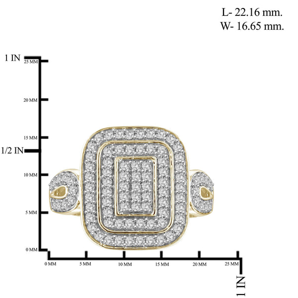 JewelonFire 1 Carat T.W. White Diamond Sterling Silver Dual Square Ring