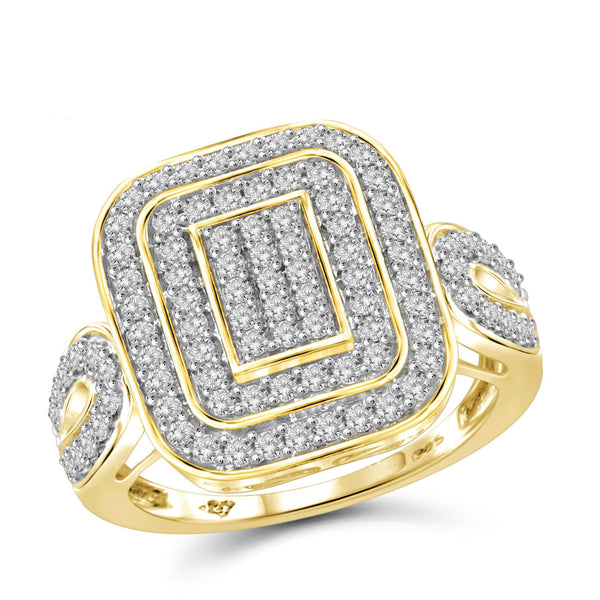 JewelonFire 1 Carat T.W. White Diamond Sterling Silver Dual Square Ring