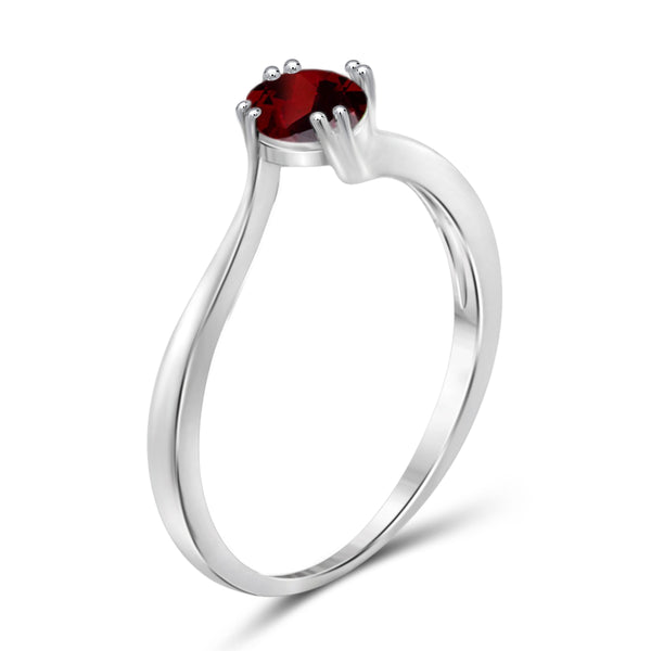 JewelonFire 1/2 Carat T.G.W. Garnet Sterling Silver Ring - Assorted Colors