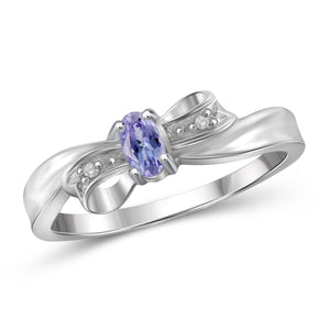 JewelonFire 0.20 Carat T.G.W. Tanzanite and White Diamond Accent Sterling Silver Ring - Assorted Colors