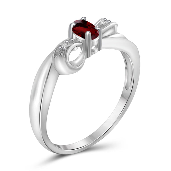 JewelonFire 1/3 Carat T.G.W. Garnet And White Diamond Accent Sterling Silver Ring