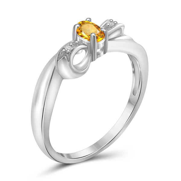 JewelonFire 1/4 Carat T.G.W. Citrine And White Diamond Accent Sterling Silver Ring - Assorted Colors