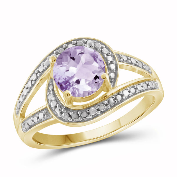 JewelonFire 1 1/5 Carat T.G.W. Pink Amethyst And White Diamond Accent Sterling Silver Ring - Assorted Colors