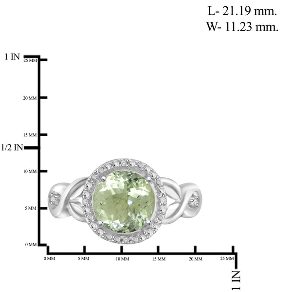 JewelonFire 1 3/4 Carat T.G.W. Green Amethyst And White Diamond Accent Sterling Silver Ring - Assorted Colors