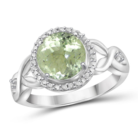 JewelonFire 1 3/4 Carat T.G.W. Green Amethyst And White Diamond Accent Sterling Silver Ring - Assorted Colors