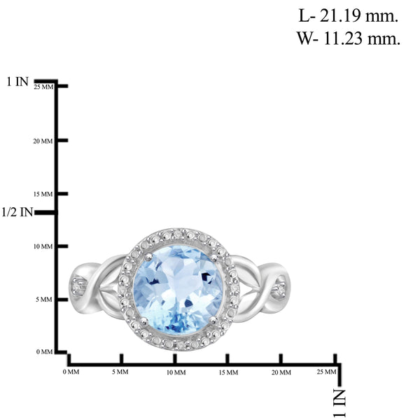 JewelonFire 2 1/3 Carat T.G.W. Sky Blue Topaz And White Diamond Accent Sterling Silver Ring - Assorted Colors
