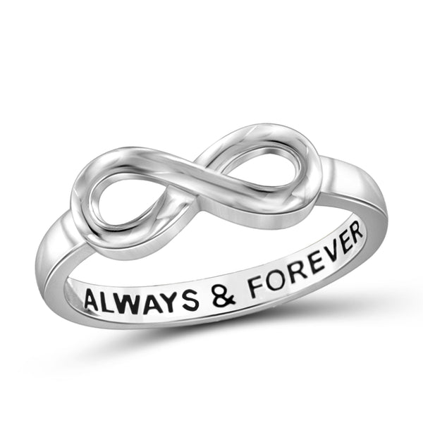 JewelonFire Sterling Silver Infinity Friendship Ring for Women | Personalized Always & Forever Promise Eternity Knot Symbol Band