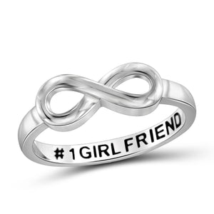JewelonFire Sterling Silver Infinity Friendship Ring for Women | Personalized #1 Girlfriend Promise Eternity Knot Symbol Band