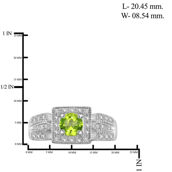 JewelonFire 1/2 Carat T.G.W. Peridot and White Diamond Accent Sterling Silver Ring - Assorted Colors