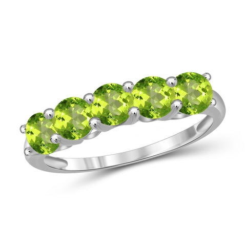 JewelonFire 1 1/4 Carat T.G.W. Peridot Sterling Silver 5-Stone Ring - Assorted Colors