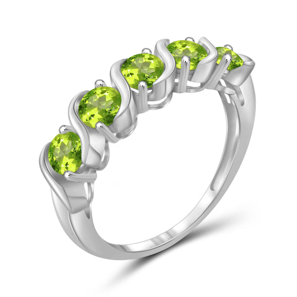 JewelonFire 1 1/4 Carat T.G.W. Peridot Sterling Silver Ring - Assorted Colors