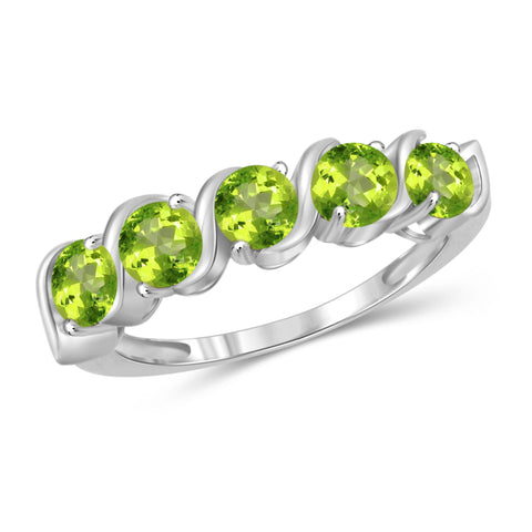 JewelonFire 1 1/4 Carat T.G.W. Peridot Sterling Silver Ring - Assorted Colors
