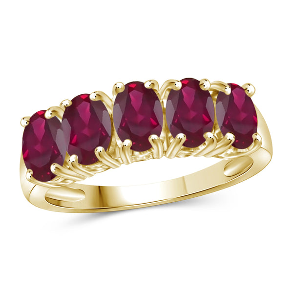 JewelonFire 2.40 Carat T.G.W. Ruby Sterling Silver Ring - Assorted Colors