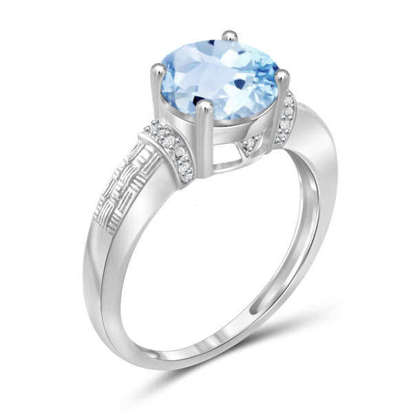 JewelonFire 2 1/3 Carat T.G.W. Sky Blue Topaz And White Diamond Accent Sterling Silver Ring - Assorted Colors