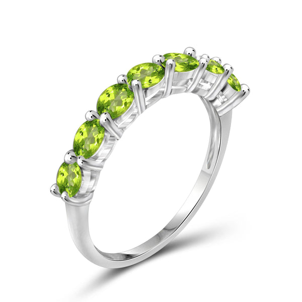 JewelonFire 1 1/3 Carat T.G.W. Peridot Sterling Silver Band - Assorted Colors