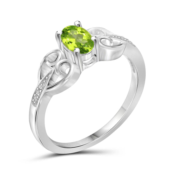 JewelonFire 1/2 Carat T.G.W. Peridot And White Diamond Accent Sterling Silver Ring - Assorted Colors