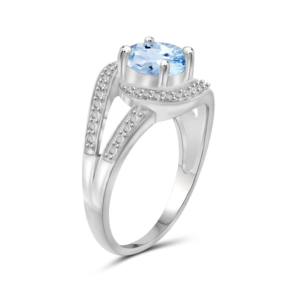 JewelonFire 1 1/2 Carat T.G.W. Sky Blue Topaz And White Diamond Accent Sterling Silver Ring - Assorted Colors