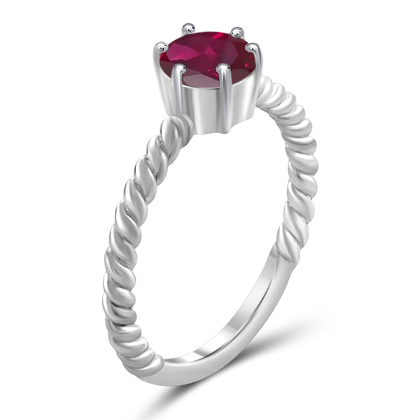 JewelonFire 1 1/5 Carat T.G.W. Ruby Sterling Silver Ring - Assorted Colors
