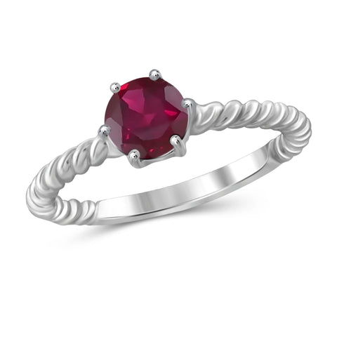JewelonFire 1 1/5 Carat T.G.W. Ruby Sterling Silver Ring - Assorted Colors