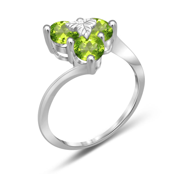 JewelonFire 1 1/3 Carat T.G.W. Peridot Sterling Silver Ring - Assorted Colors