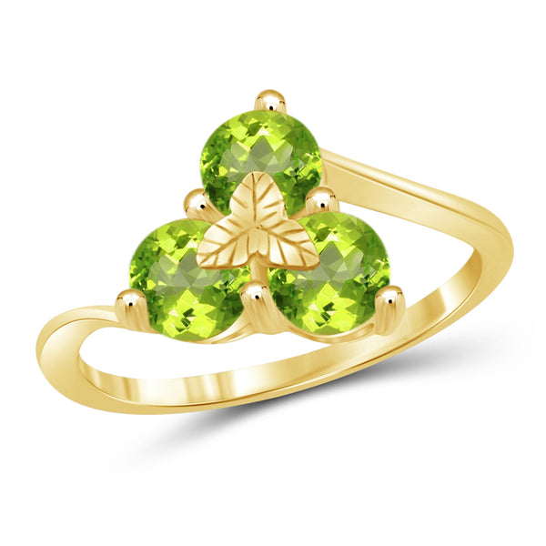 JewelonFire 1 1/3 Carat T.G.W. Peridot Sterling Silver Ring - Assorted Colors