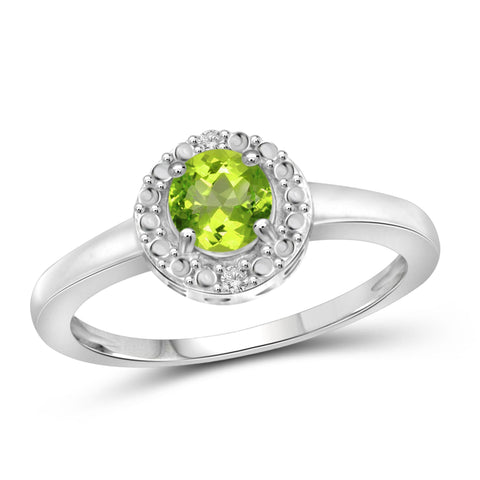 JewelonFire 1/2 Carat T.G.W. Peridot and White Diamond Accent Sterling Silver Ring - Assorted Colors