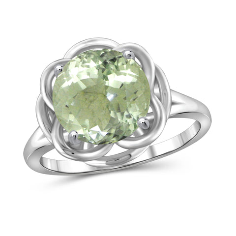 JewelonFire 3 1/2 Carat T.G.W. Green Amethyst Sterling Silver Ring - Assorted Colors